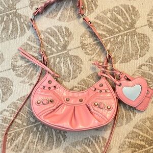 & Other Stories Pink Shoulder Bag with Heart Charm